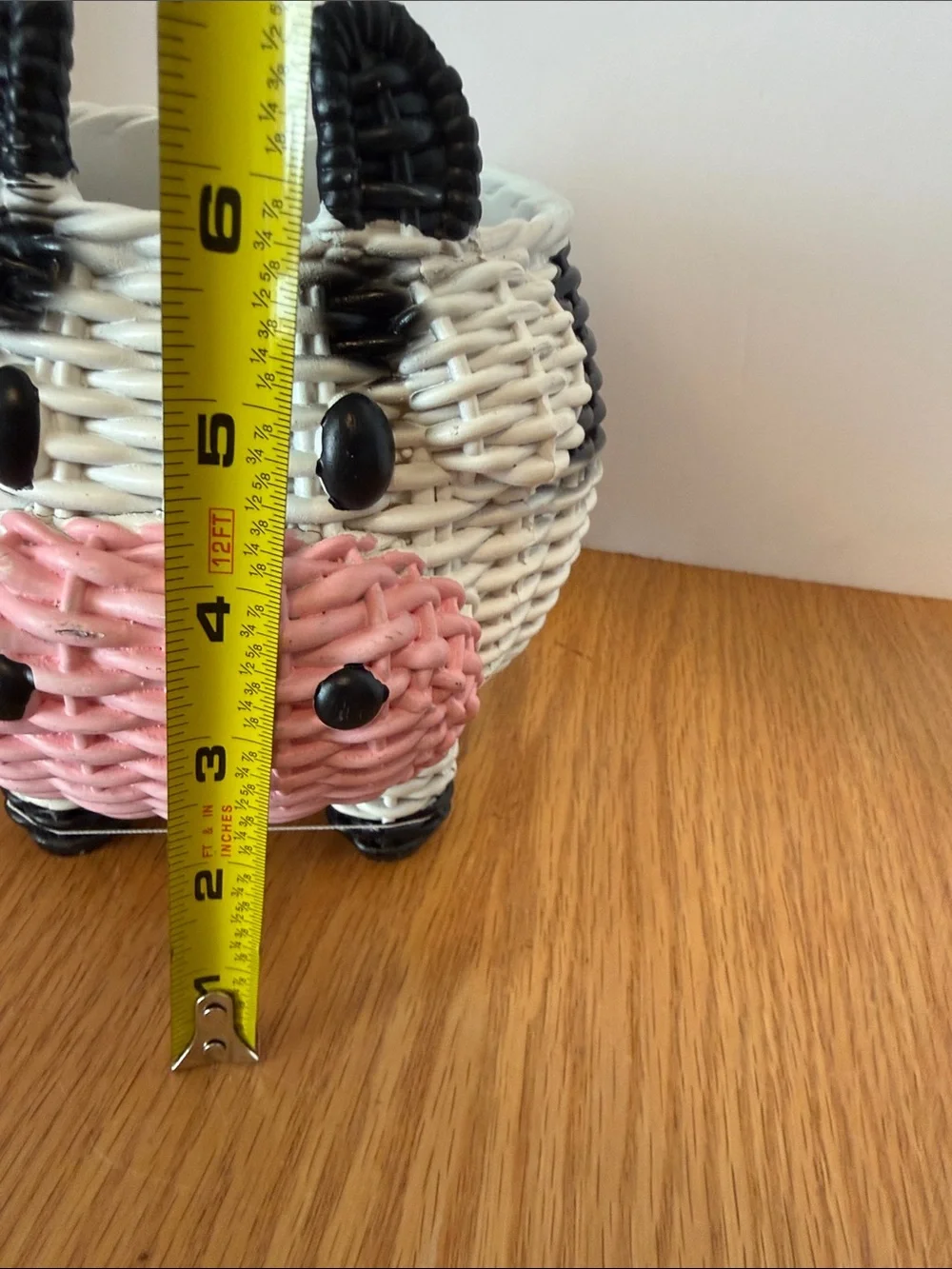 Whimsical Pink & White Cow Resin Planter
